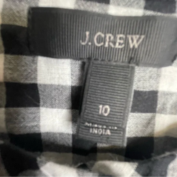 J Crew Gingham Blouse Size 10 Bell Sleeve Ruffles Cotton - Picture 10 of 16